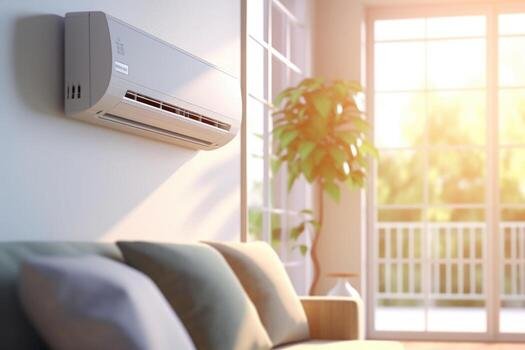 living-room-interior-with-air-conditioner-generative-ai-photo
